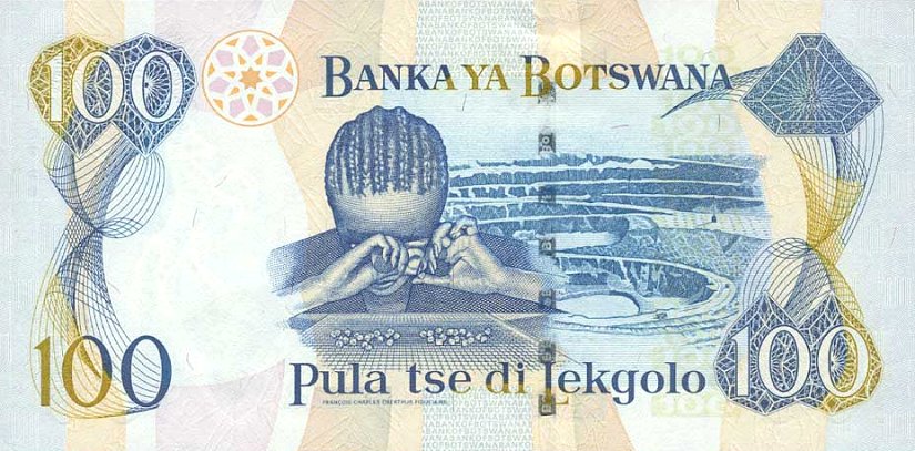 Back of Botswana p23a: 100 Pula from 2000