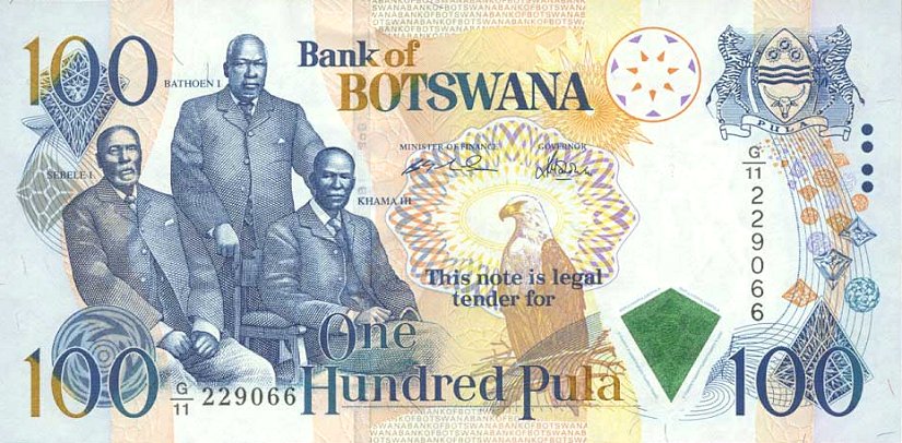 Front of Botswana p23a: 100 Pula from 2000