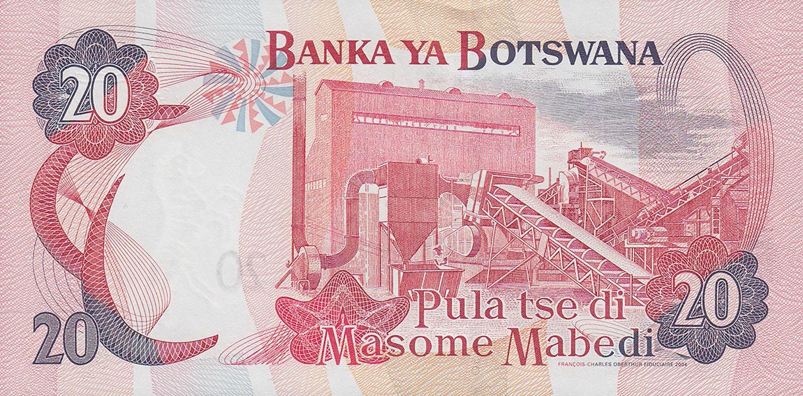 Back of Botswana p25a: 20 Pula from 2002