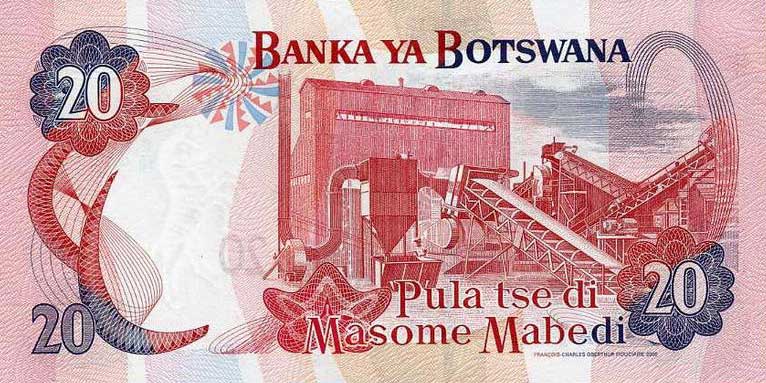 Back of Botswana p27b: 20 Pula from 2006