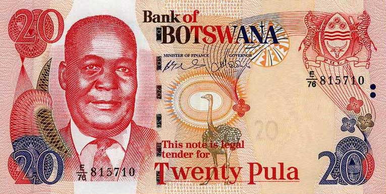 Front of Botswana p27b: 20 Pula from 2006