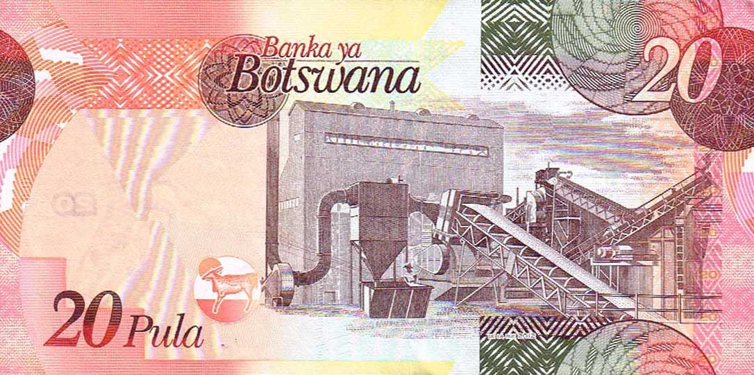 Back of Botswana p31b: 20 Pula from 2010