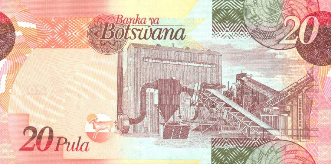 Back of Botswana p31c: 20 Pula from 2012