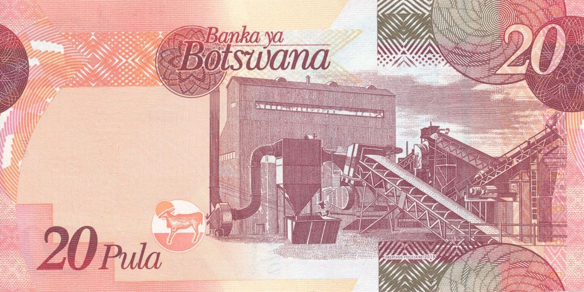 Back of Botswana p31e: 20 Pula from 2019