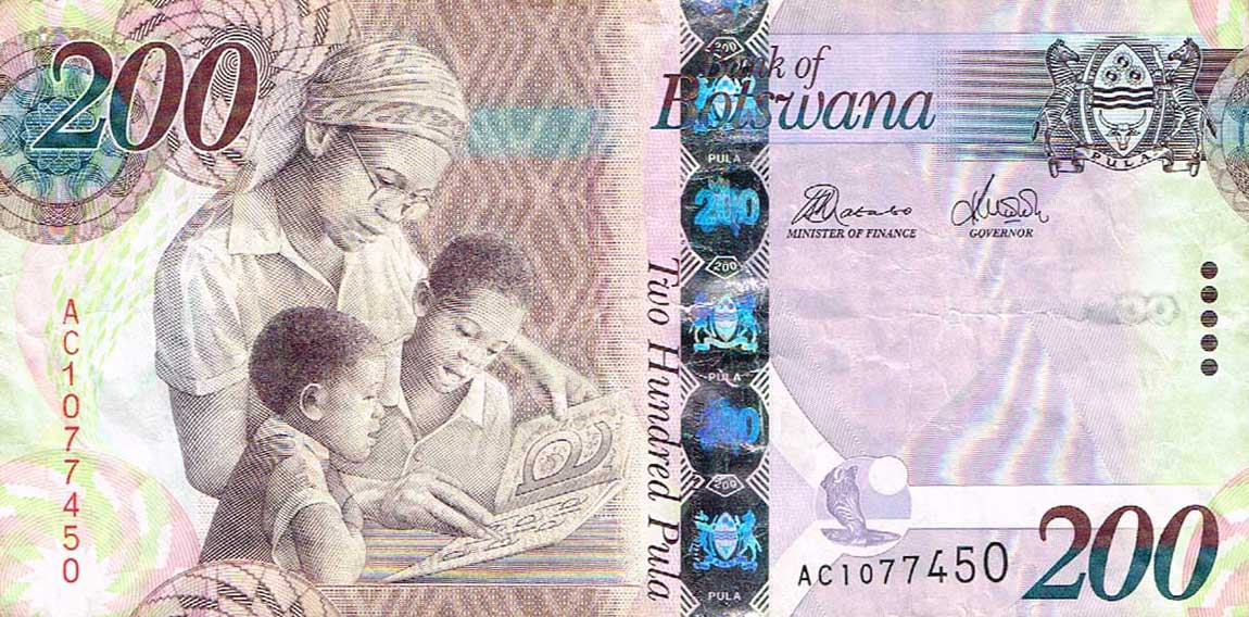 Front of Botswana p34b: 200 Pula from 2010