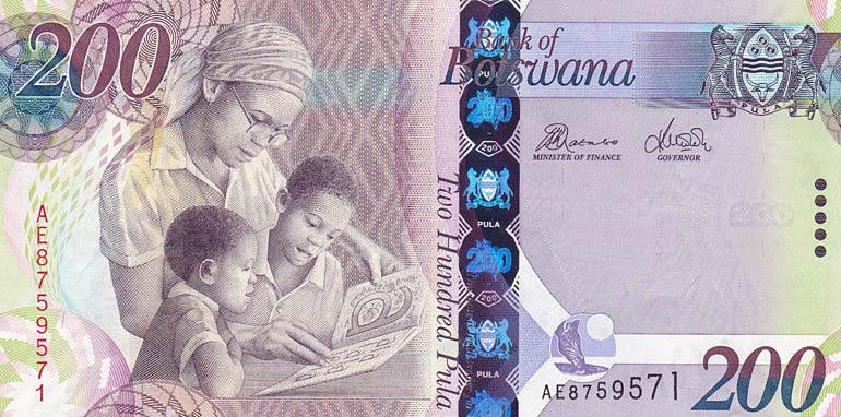 Front of Botswana p34d: 200 Pula from 2014