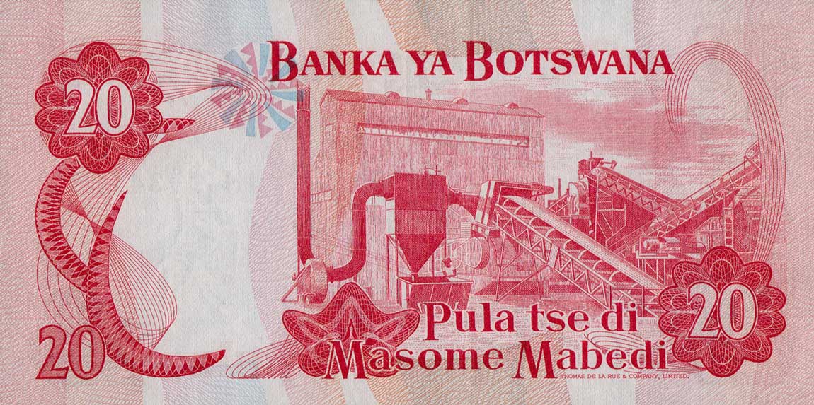 Back of Botswana p5a: 20 Pula from 1979