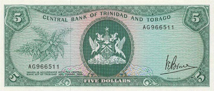 Front of Trinidad and Tobago p31a: 5 Dollars from 1964
