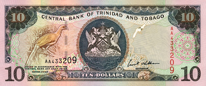 Front of Trinidad and Tobago p43a: 10 Dollars from 2002