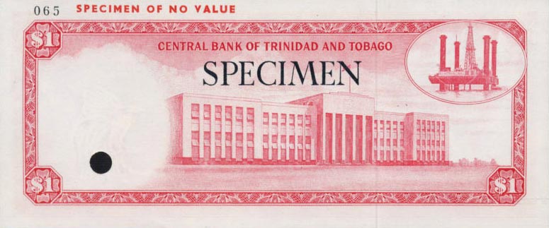 Back of Trinidad and Tobago p30s: 1 Dollar from 1964