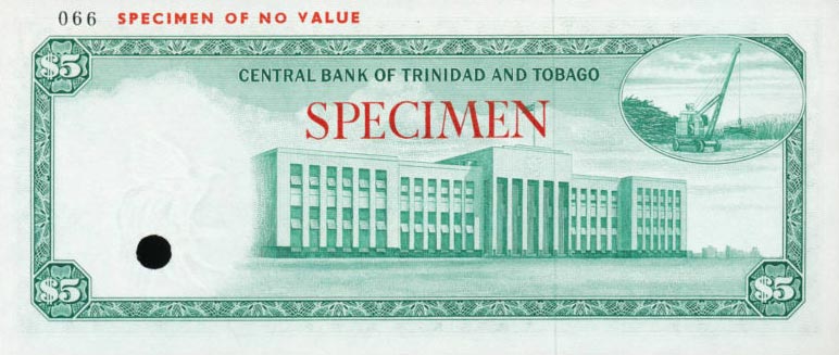 Back of Trinidad and Tobago p31s: 5 Dollars from 1964