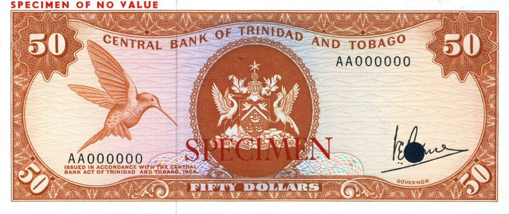 Front of Trinidad and Tobago p34s: 50 Dollars from 1964