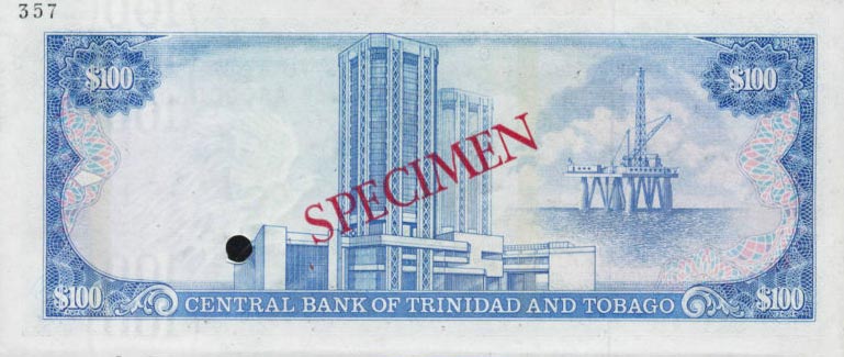 Back of Trinidad and Tobago p40s: 100 Dollars from 1985