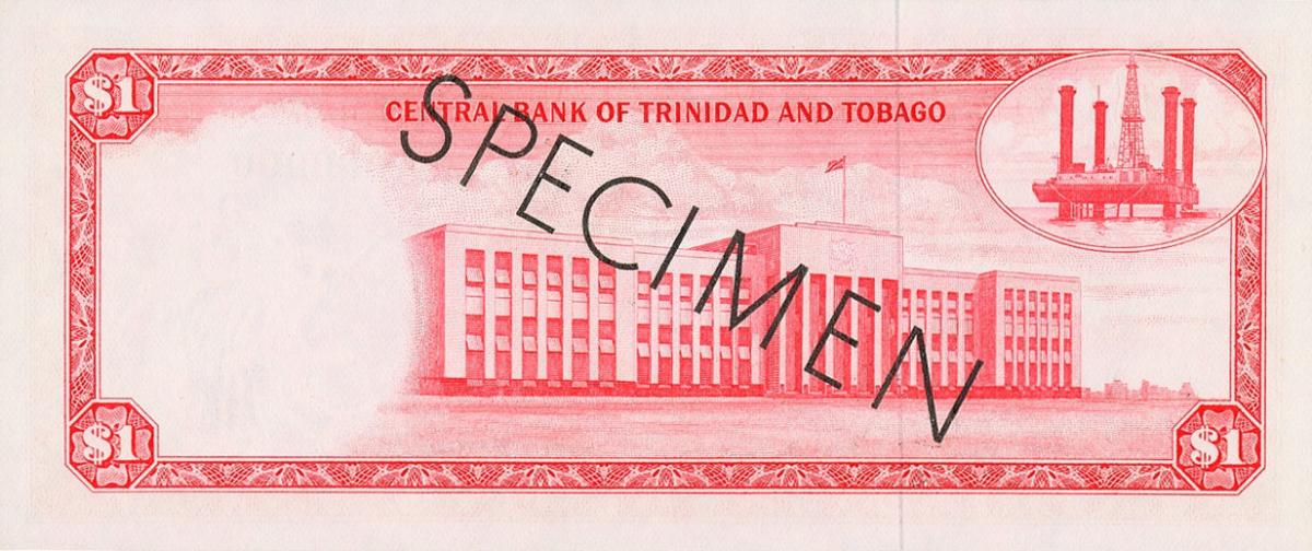 Back of Trinidad and Tobago p26s: 1 Dollar from 1964