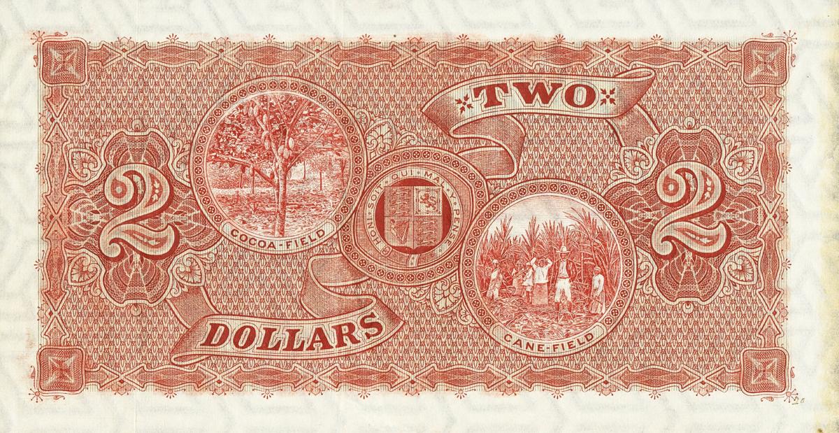Back of Trinidad and Tobago p2s: 2 Dollars from 1905