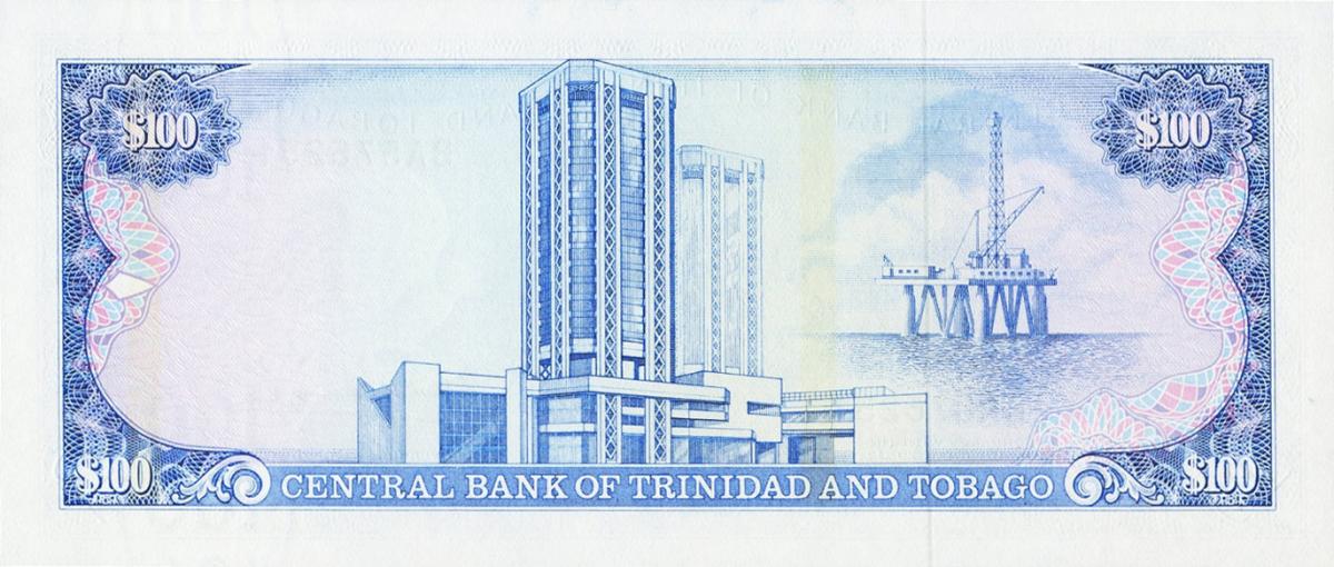 Back of Trinidad and Tobago p40b: 100 Dollars from 1985