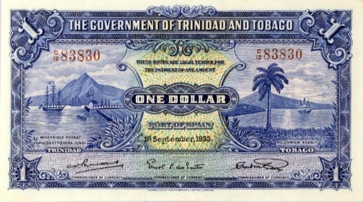 Front of Trinidad and Tobago p5a: 1 Dollar from 1935