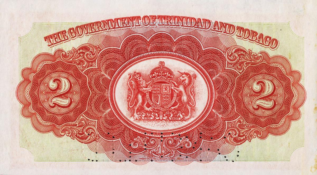 Back of Trinidad and Tobago p6s: 2 Dollars from 1934