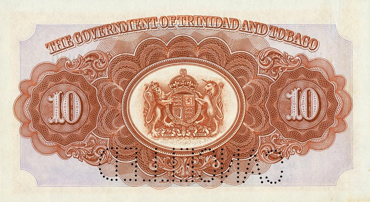 Back of Trinidad and Tobago p9s: 10 Dollars from 1939