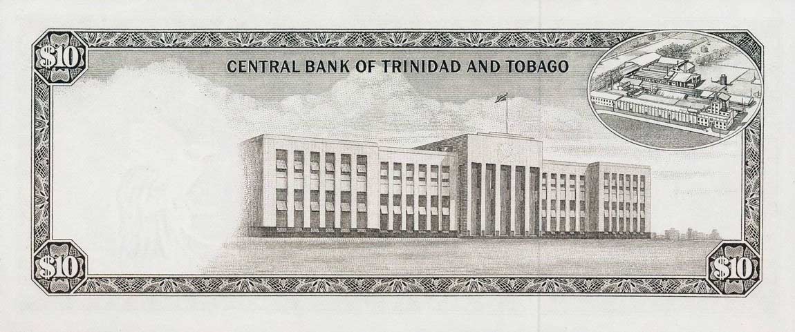 Back of Trinidad and Tobago p28a: 10 Dollars from 1964