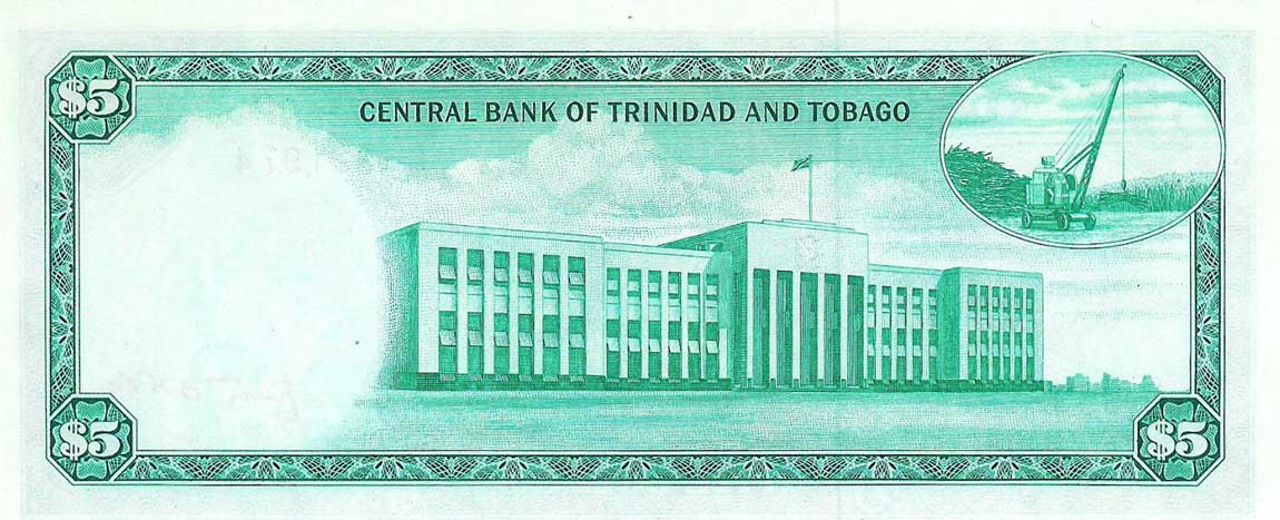 Back of Trinidad and Tobago p31b: 5 Dollars from 1964