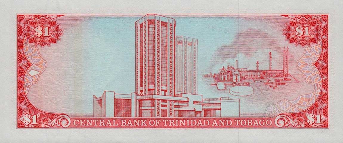 Back of Trinidad and Tobago p36c: 1 Dollar from 1985