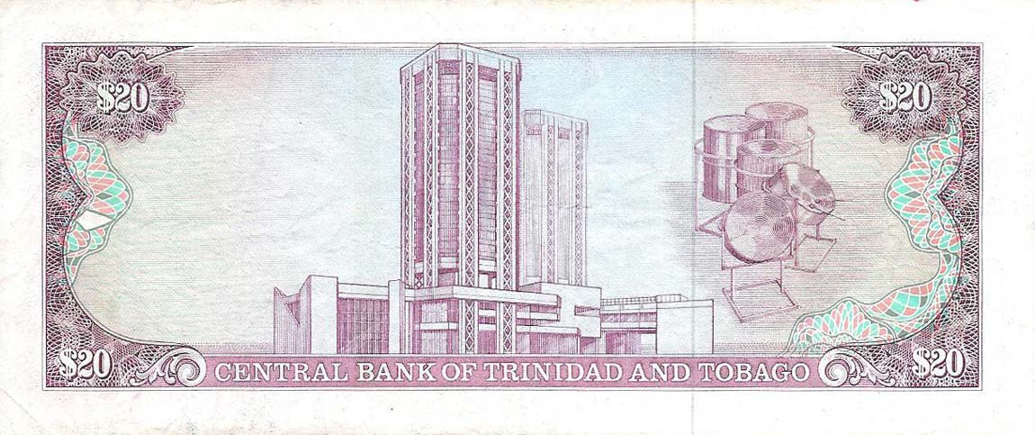 Back of Trinidad and Tobago p39b: 20 Dollars from 1985