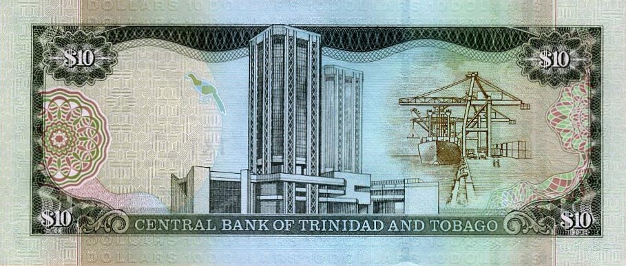 Back of Trinidad and Tobago p43b: 10 Dollars from 2002