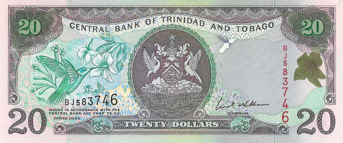 Front of Trinidad and Tobago p44b: 20 Dollars from 2002