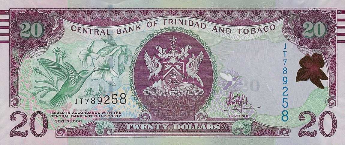 Front of Trinidad and Tobago p49c: 20 Dollars from 2006