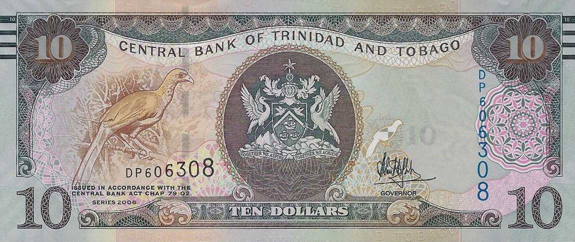 Front of Trinidad and Tobago p57a: 10 Dollars from 2006