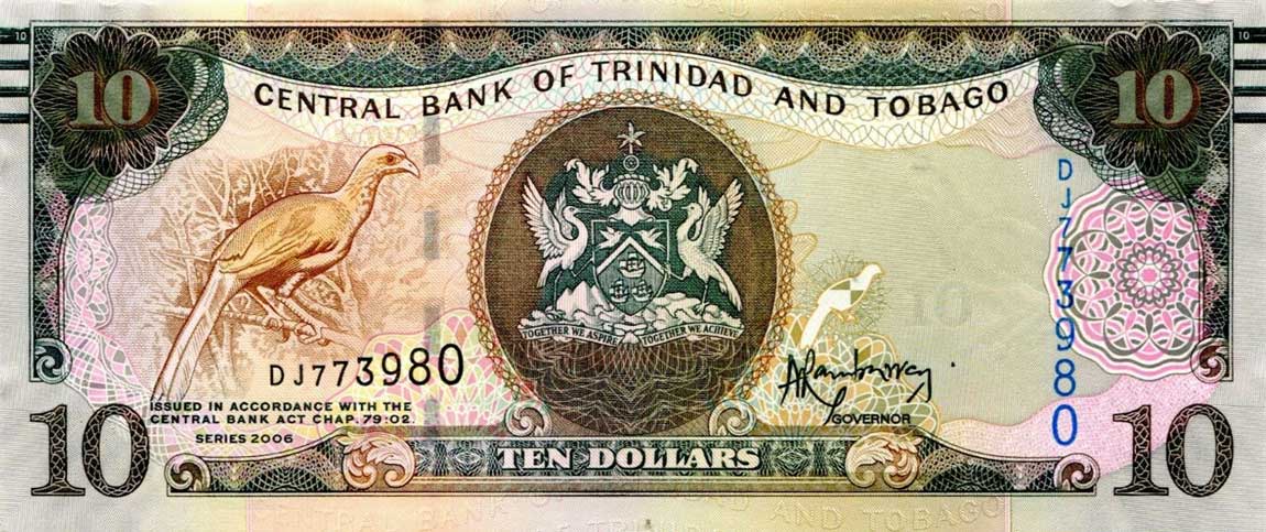 Front of Trinidad and Tobago p57b: 10 Dollars from 2006
