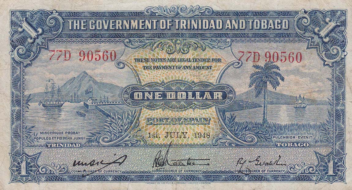 Front of Trinidad and Tobago p5d: 1 Dollar from 1948