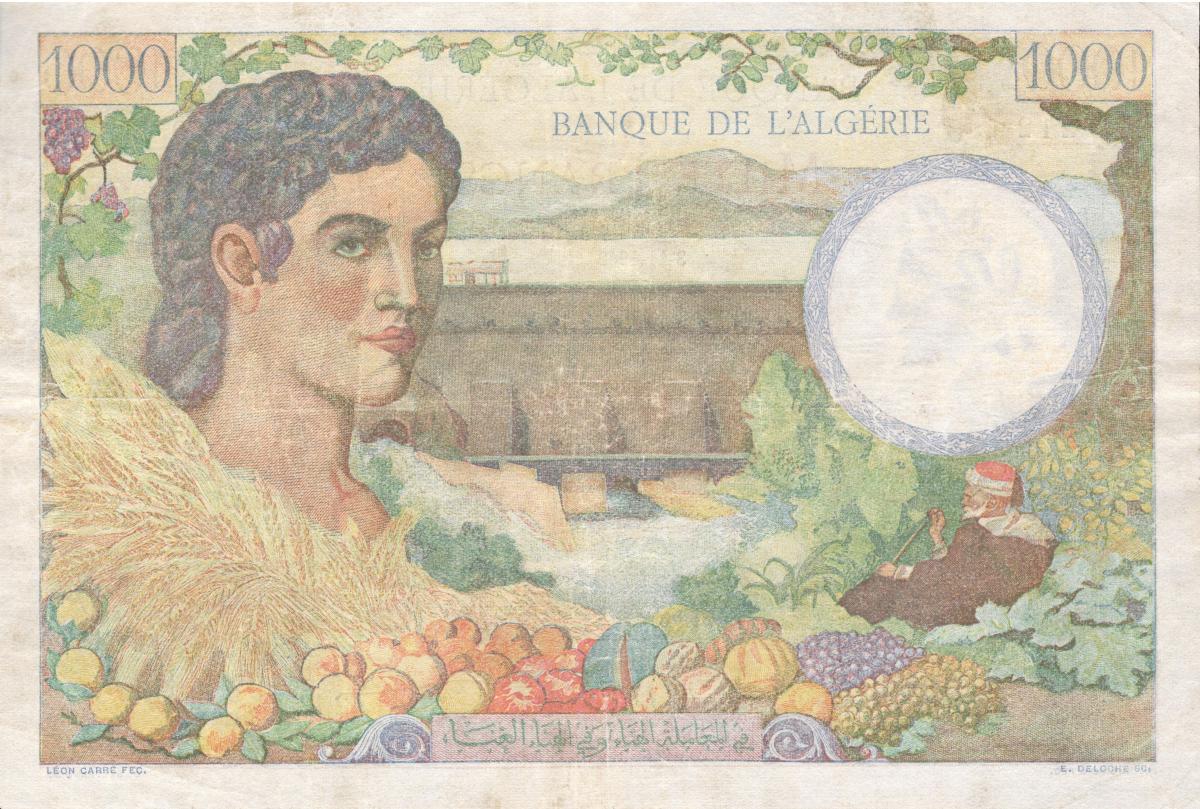 Back of Tunisia p20b: 1000 Francs from 1942