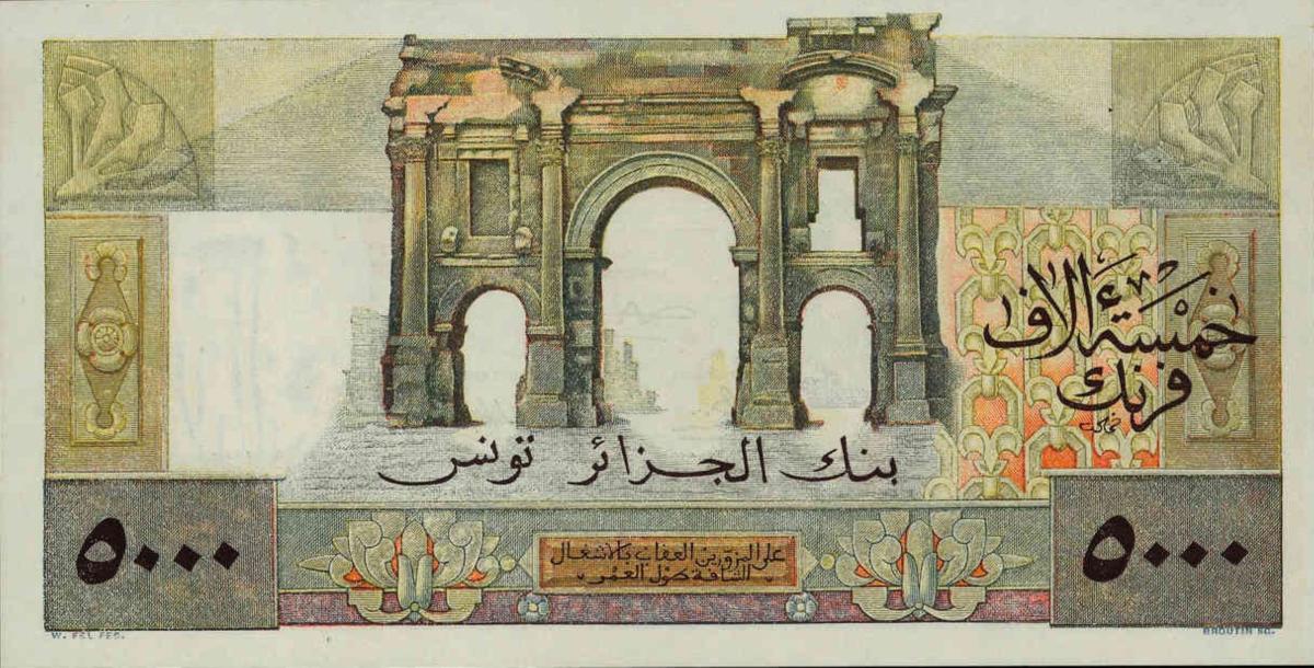 Back of Tunisia p27a: 5000 Francs from 1946