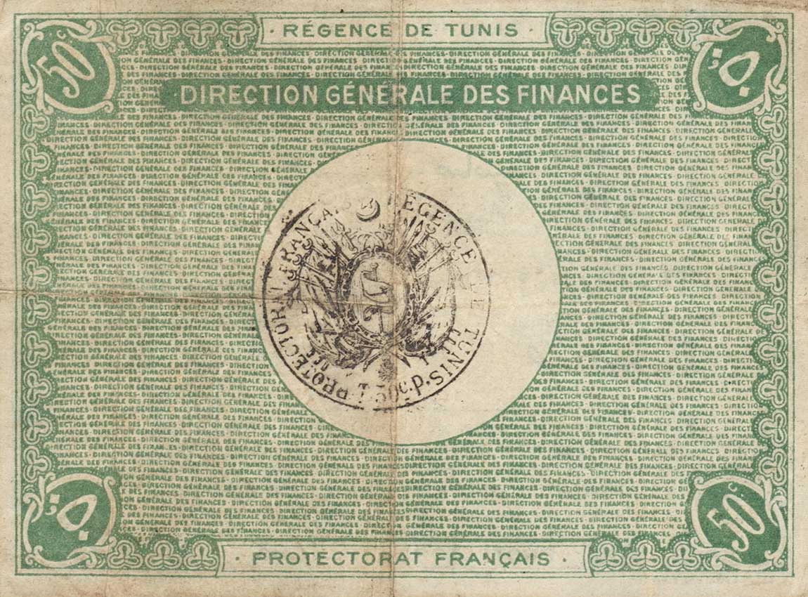 Back of Tunisia p35: 50 Centimes from 1918