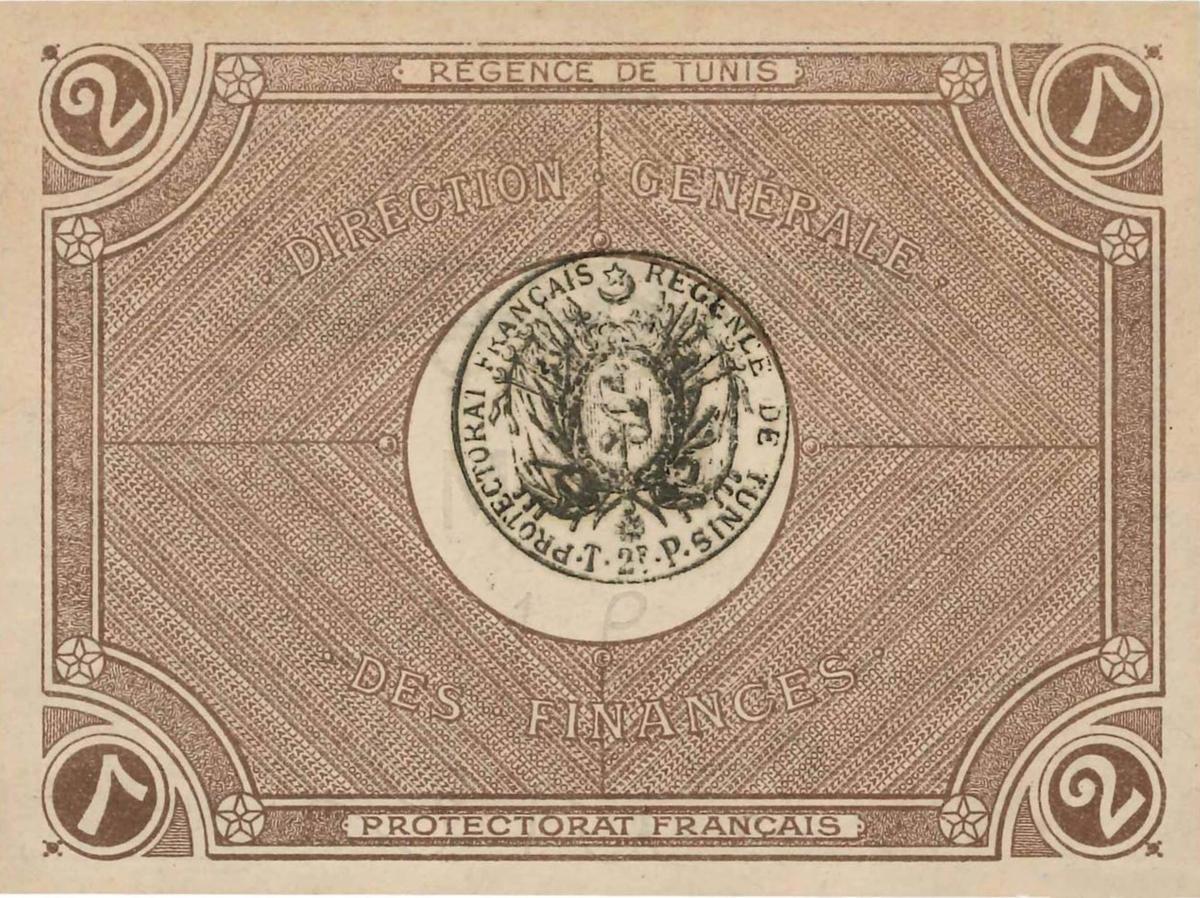 Back of Tunisia p37c: 2 Francs from 1918