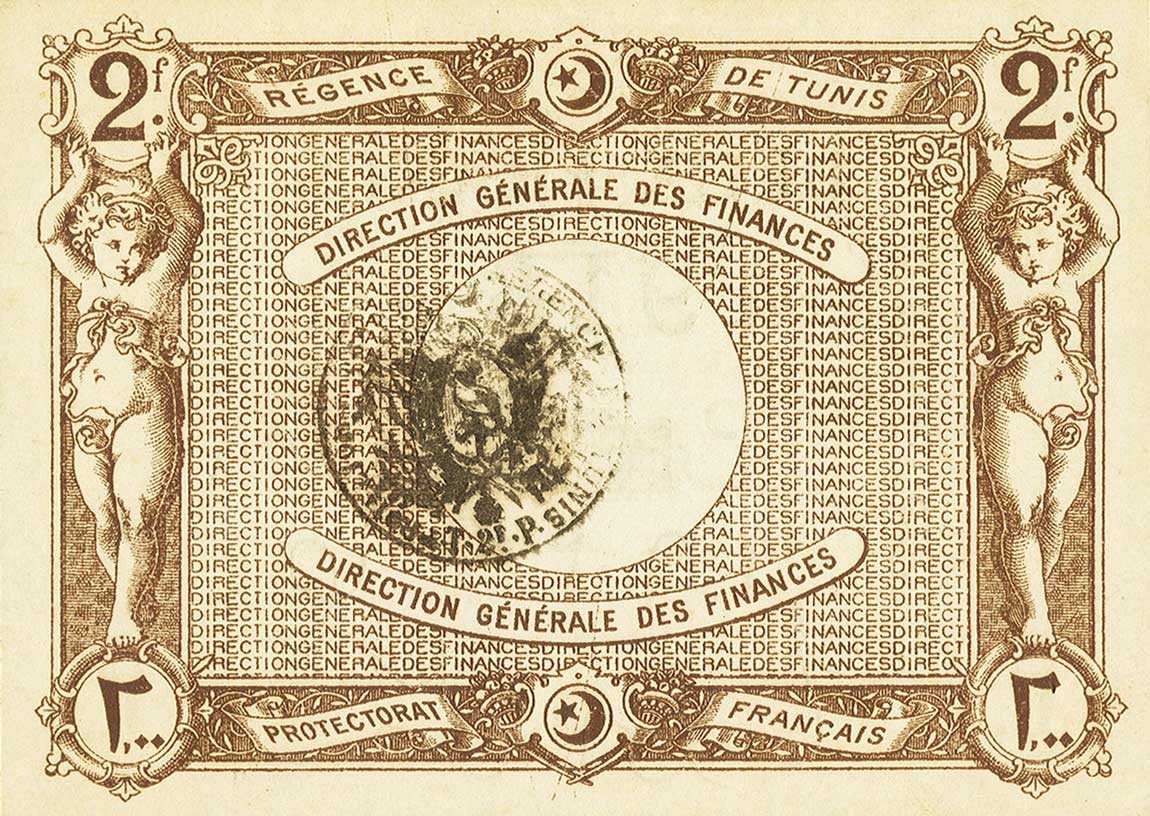 Back of Tunisia p53: 2 Francs from 1921