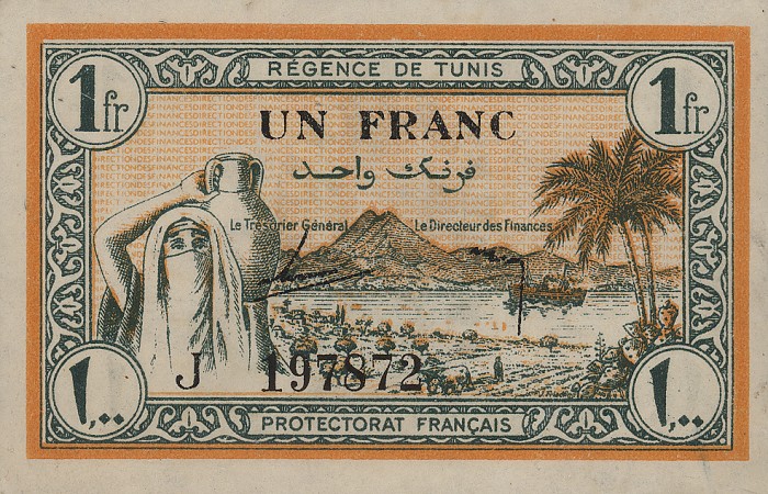 Front of Tunisia p55: 1 Franc from 1943