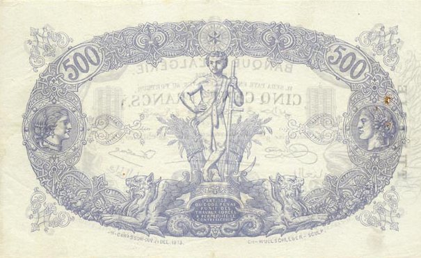 Back of Tunisia p5b: 500 Francs from 1924