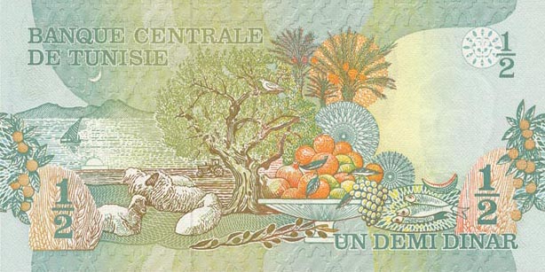 Back of Tunisia p69a: 0.5 Dinar from 1973