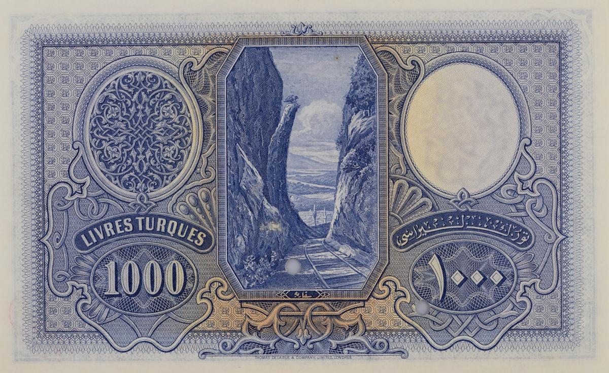 Back of Turkey p125s: 1000 Livres from 1926