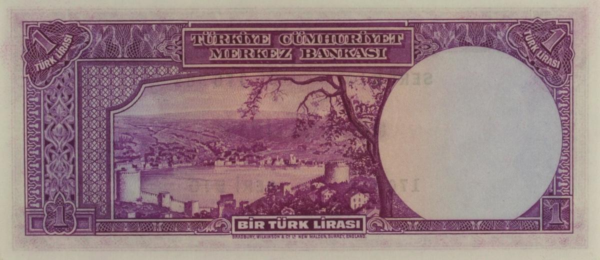 Back of Turkey p135: 1 Lira from 1942