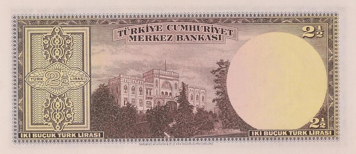 Back of Turkey p140: 2.5 Lira from 1947