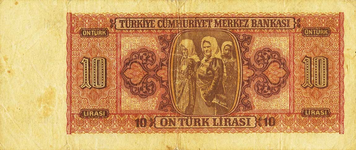Back of Turkey p141: 10 Lira from 1942