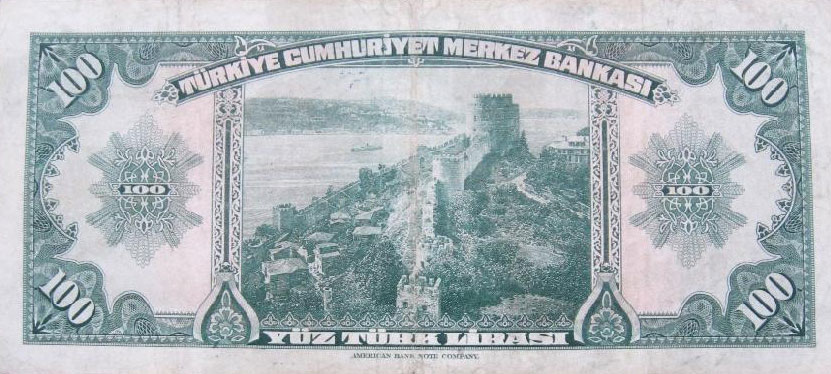 Back of Turkey p149a: 100 Lira from 1947