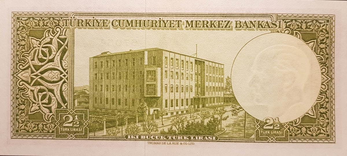 Back of Turkey p153a: 2.5 Lira from 1960