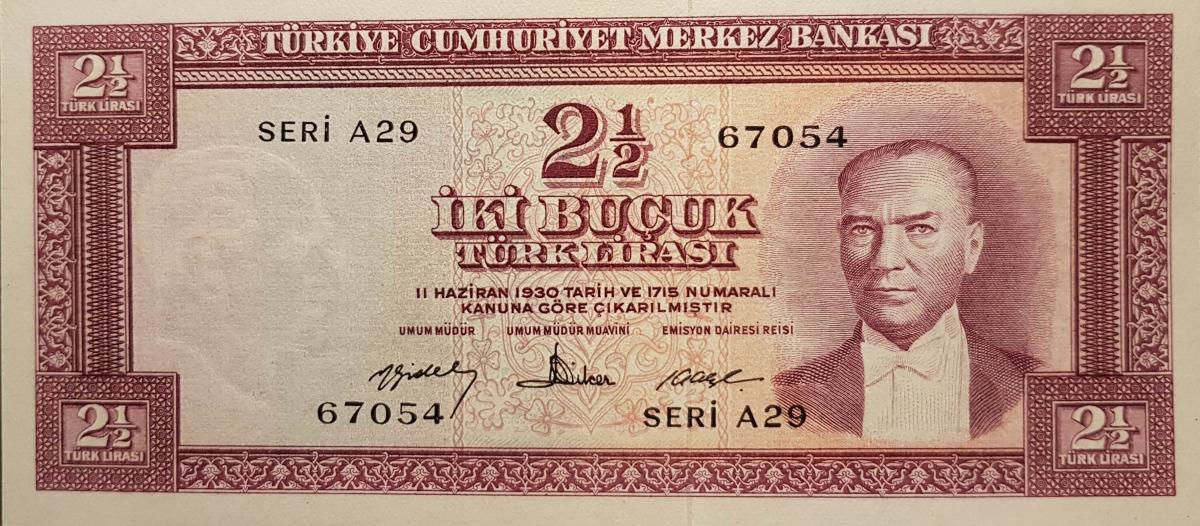 Front of Turkey p153a: 2.5 Lira from 1960