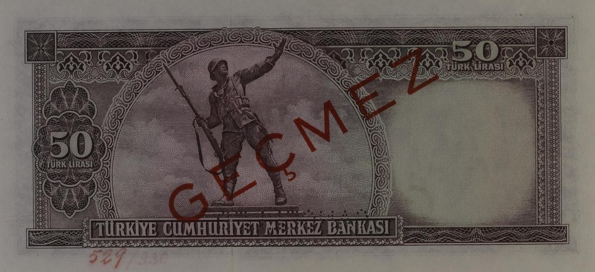 Back of Turkey p162s: 50 Lira from 1951