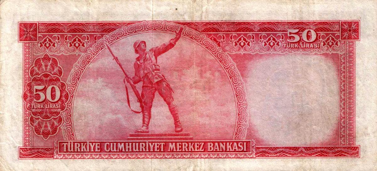 Back of Turkey p164a: 50 Lira from 1956